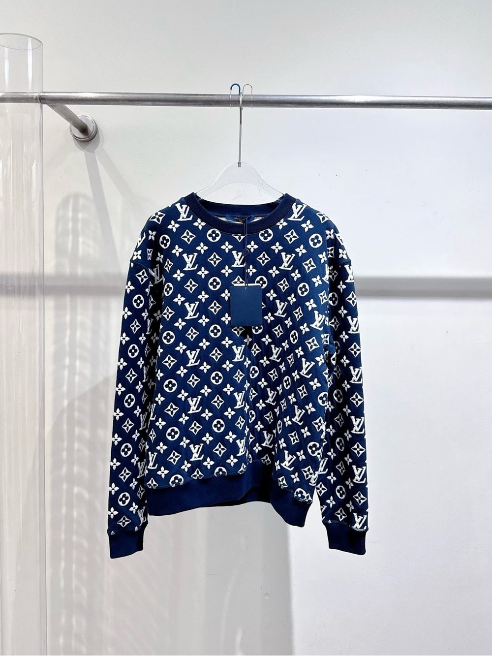 Louis Vuitton Navy and White Monogram Crewneck Sweater